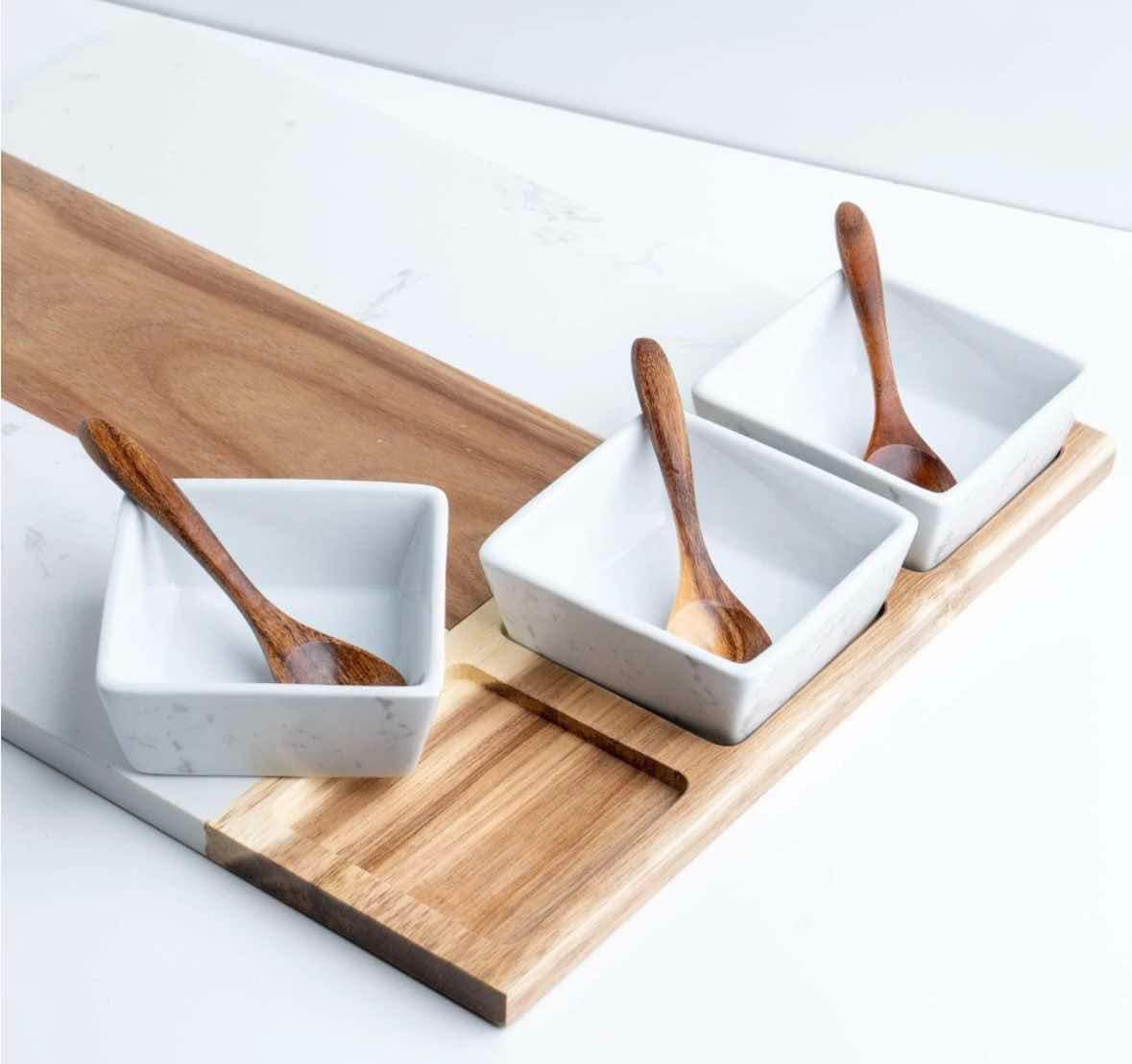 Marble Charcuterie Serving Board Set- 11 piece set