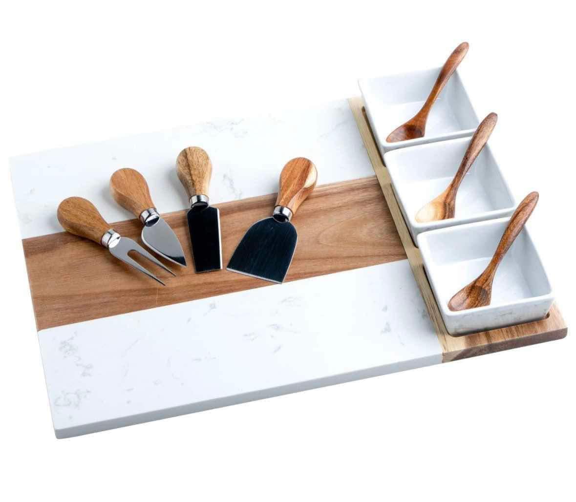 Marble Charcuterie Serving Board Set- 11 piece set