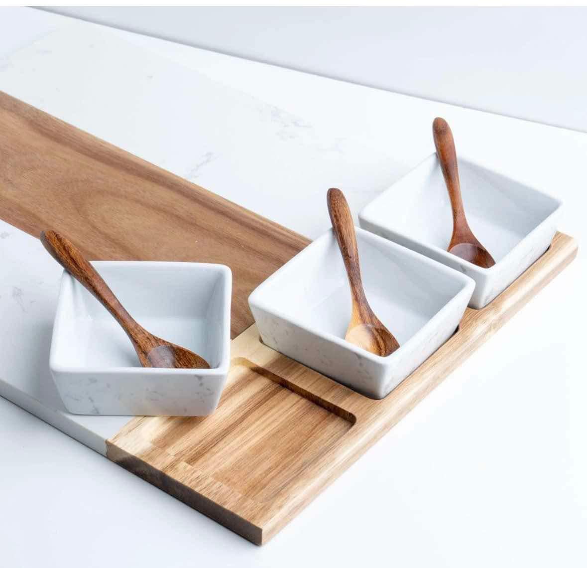 Marble Charcuterie Serving Board Set- 11 piece set