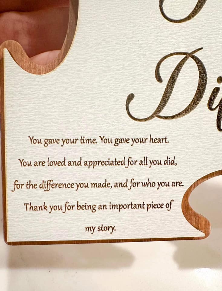 Story Piece Sign on Easel