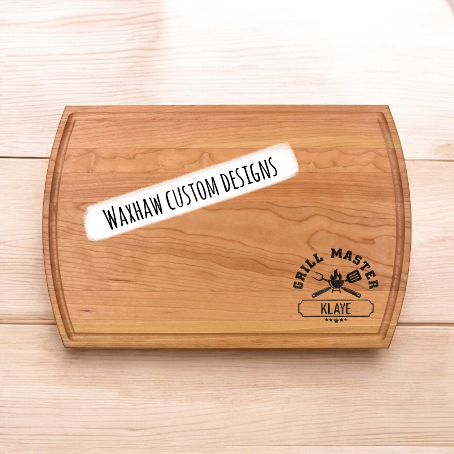 MAPLE CUTTING BOARD WITH JUICE GROOVES - ENGRAVED