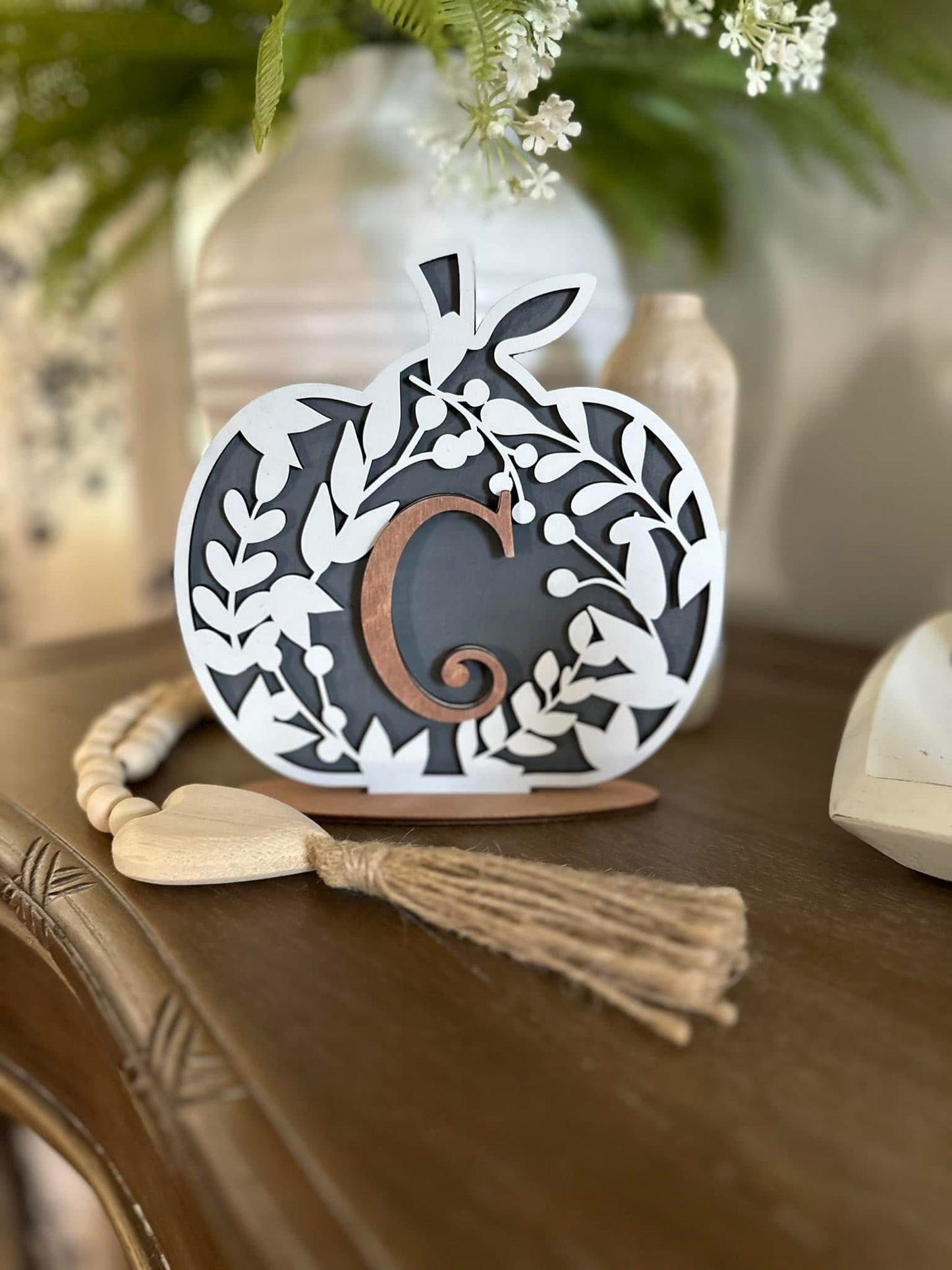 Fall Pumpkin Home Decor with Inital