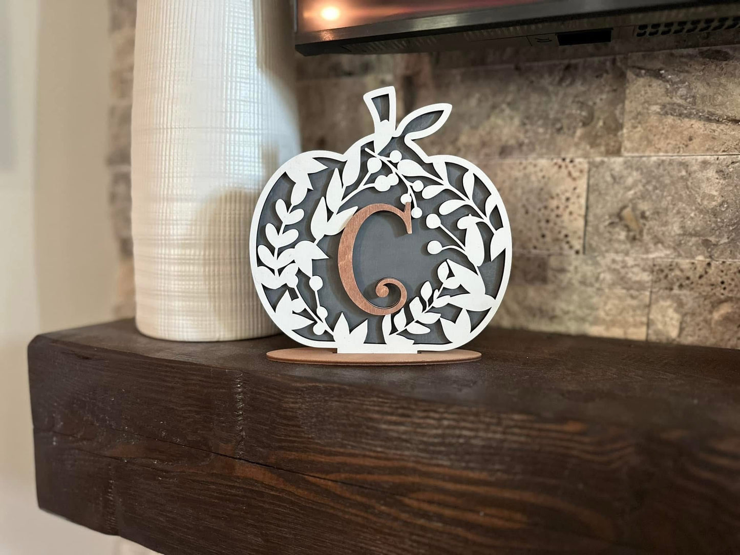 Fall Pumpkin Home Decor with Inital