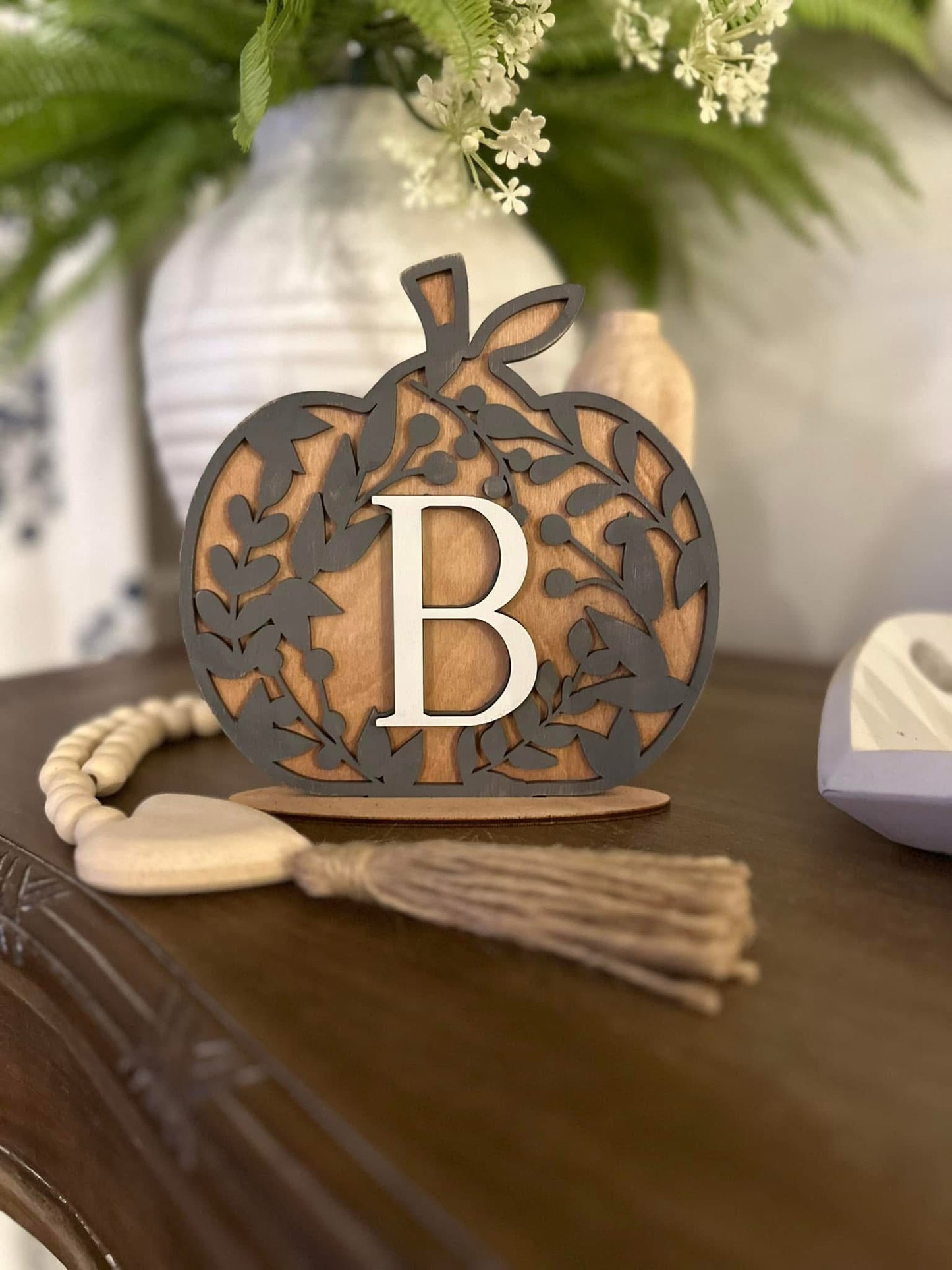 Fall Pumpkin Home Decor with Inital