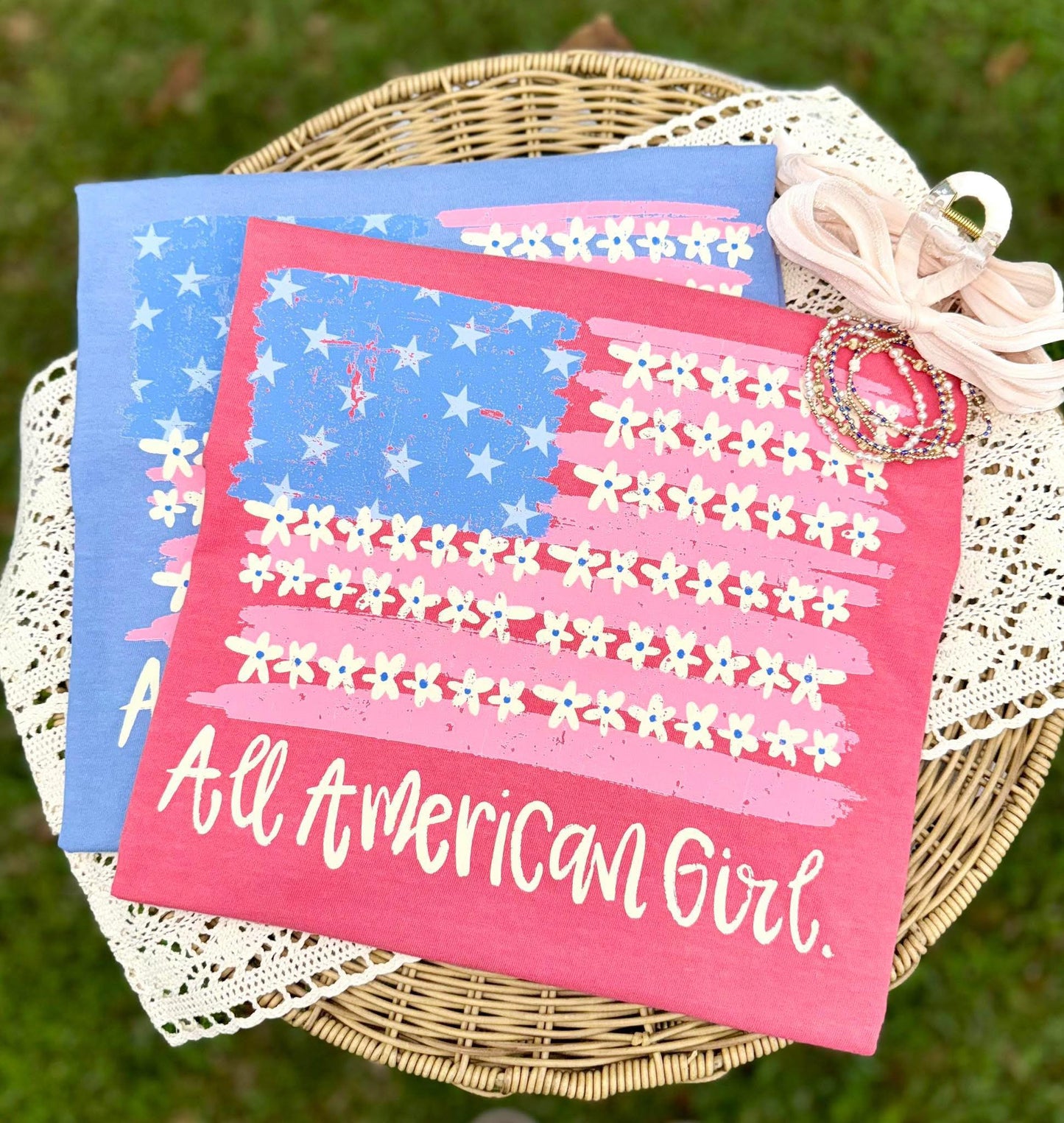ALL AMERICAN GIRL/FLAG - TEES/TANKS/SWEATSHIRT