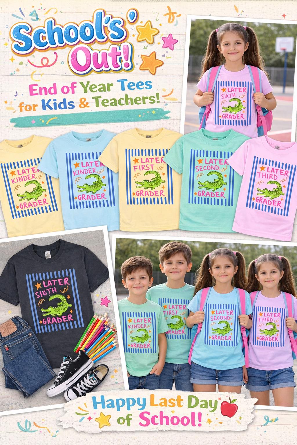 ALLIGATOR END OF SCHOOL YEAR TEES