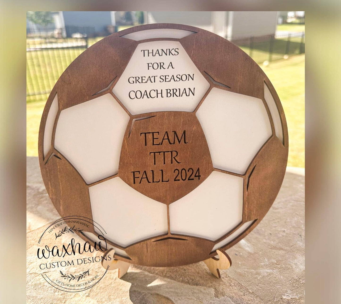 Custom Soccer Ball Sign/Signature Board with easel stand