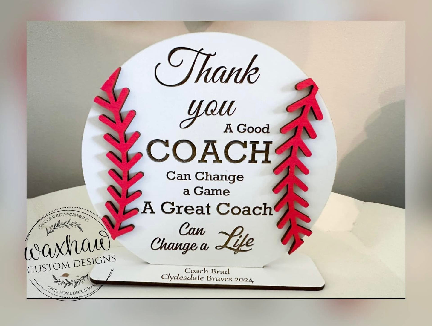 Baseball Coach sign with personalized stand