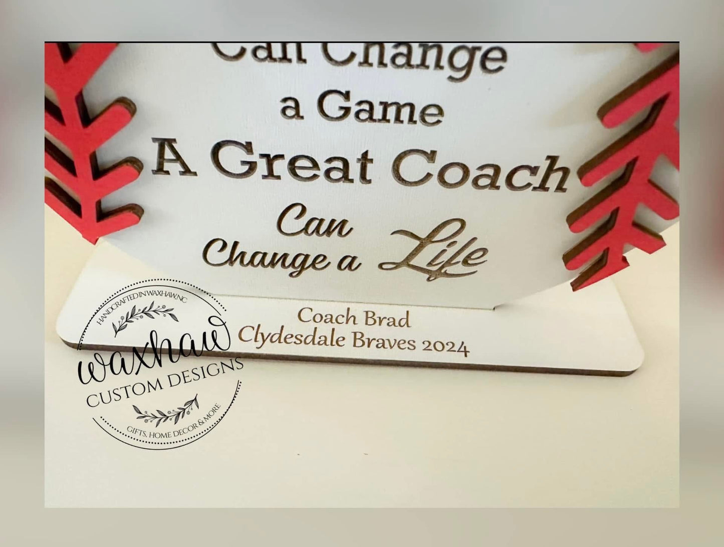 Baseball Coach sign with personalized stand