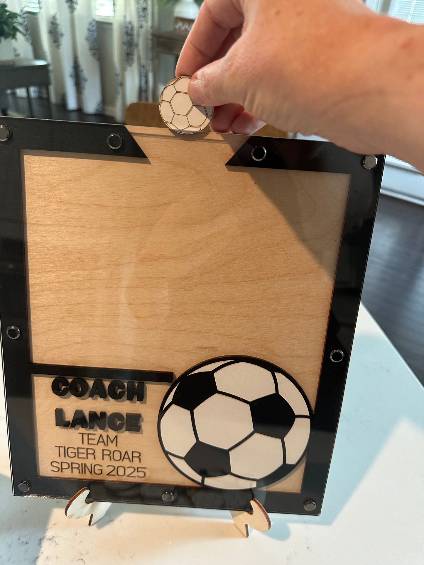 Custom 3D Soccer Coach Sign-   sign a ball and drop it in