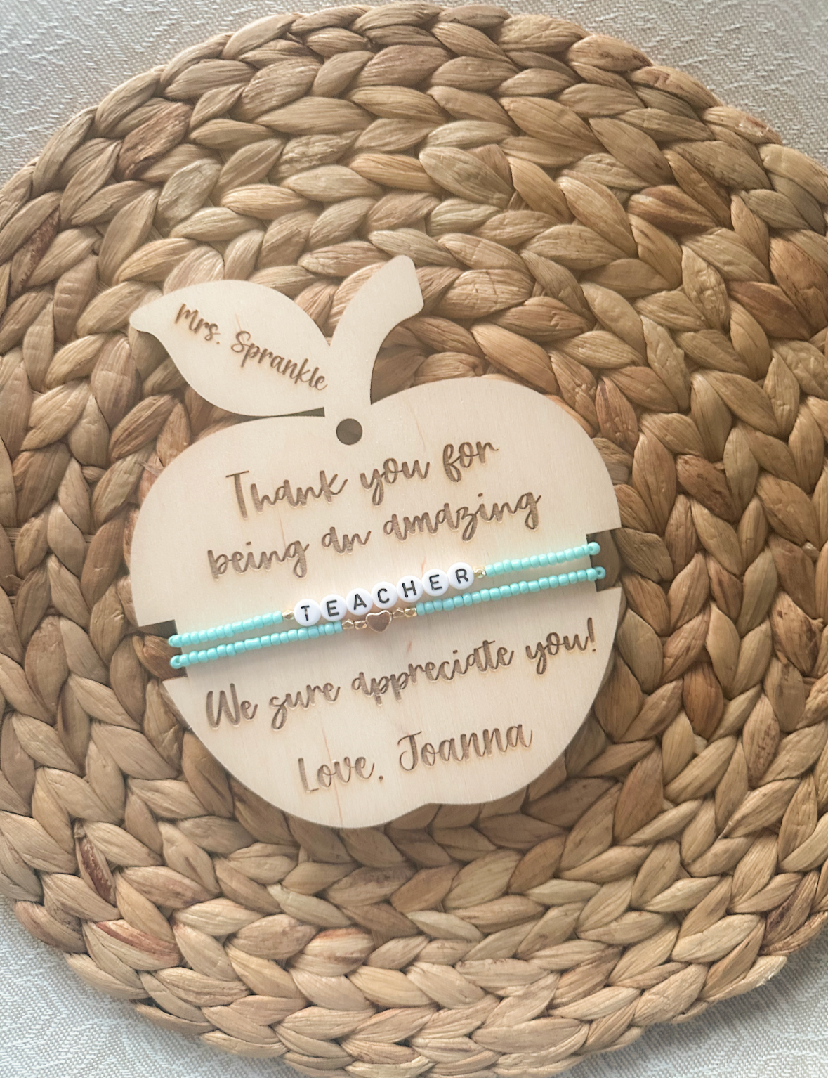 TEACHER APPRECIATION APPLE/ BRACELET SET