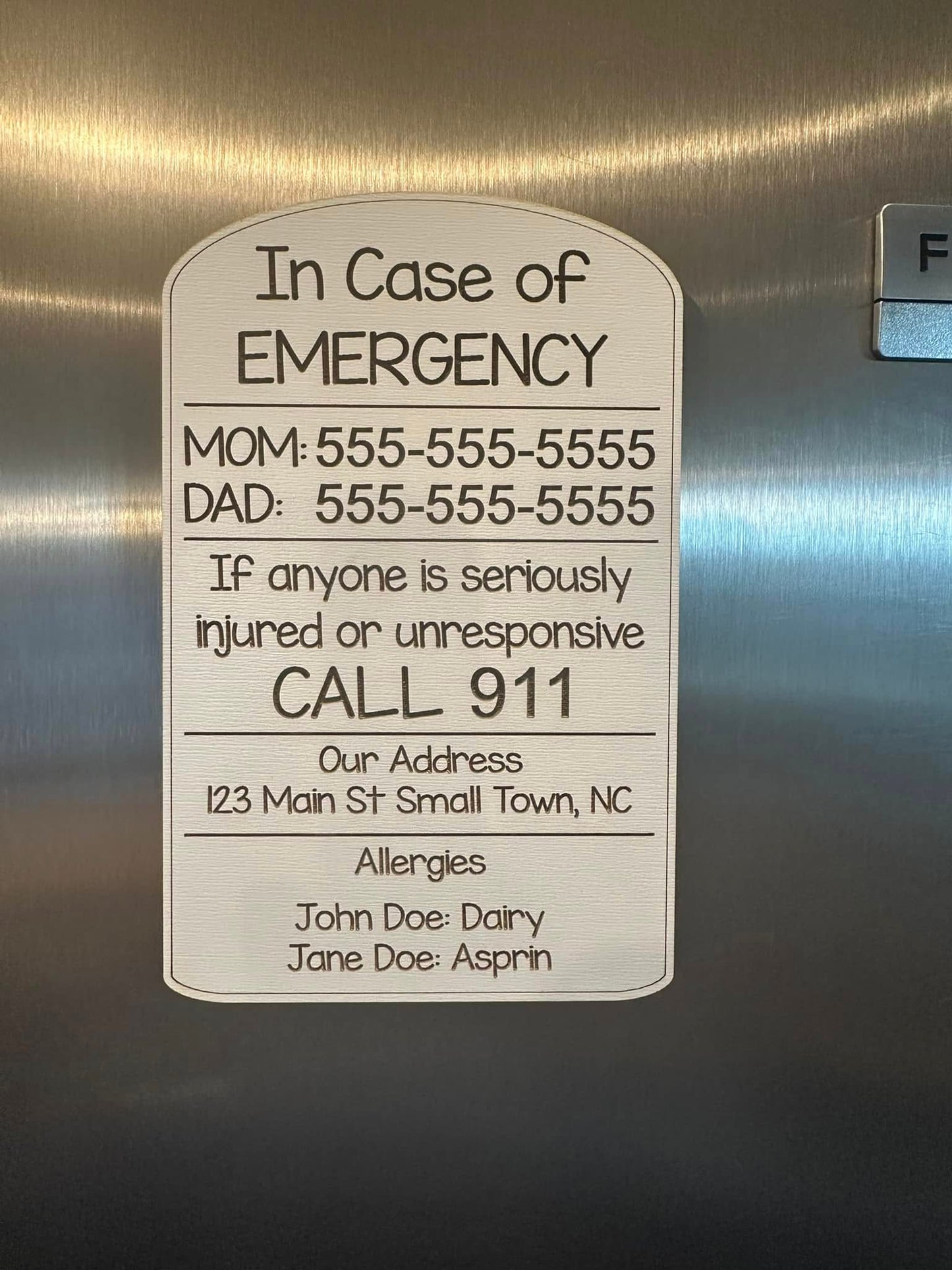 Emergency info magnet