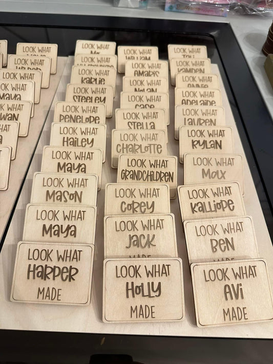 Handmade Clip Magnet- engraved names
