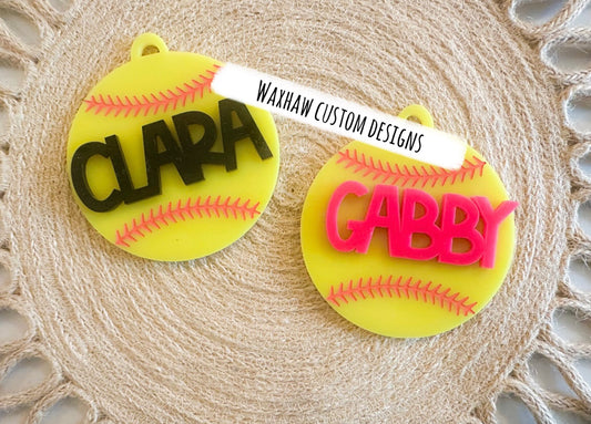 SPORT BAG TAGS-SOFTBALL   (SEE OUR OTHER LISTINGS FOR OTHER SPORTS)
