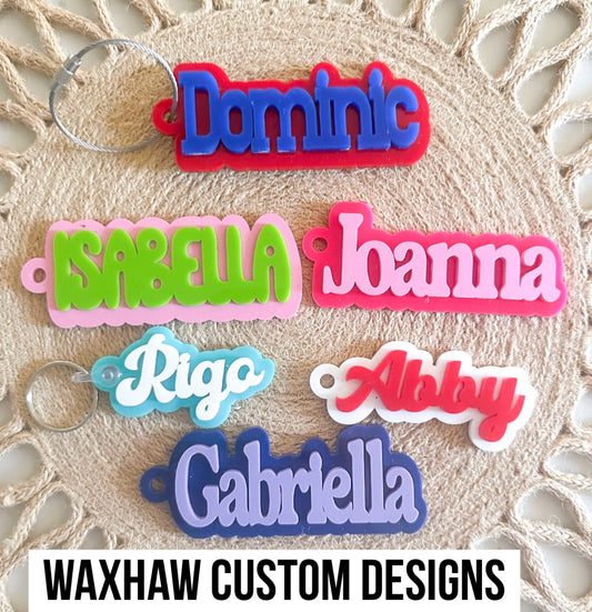 Personalized Acrylic Bookbag/Key chain rings