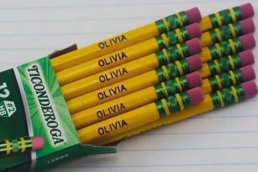TICONDEROGA- 12 ENGRAVED YELLOW PENCILS