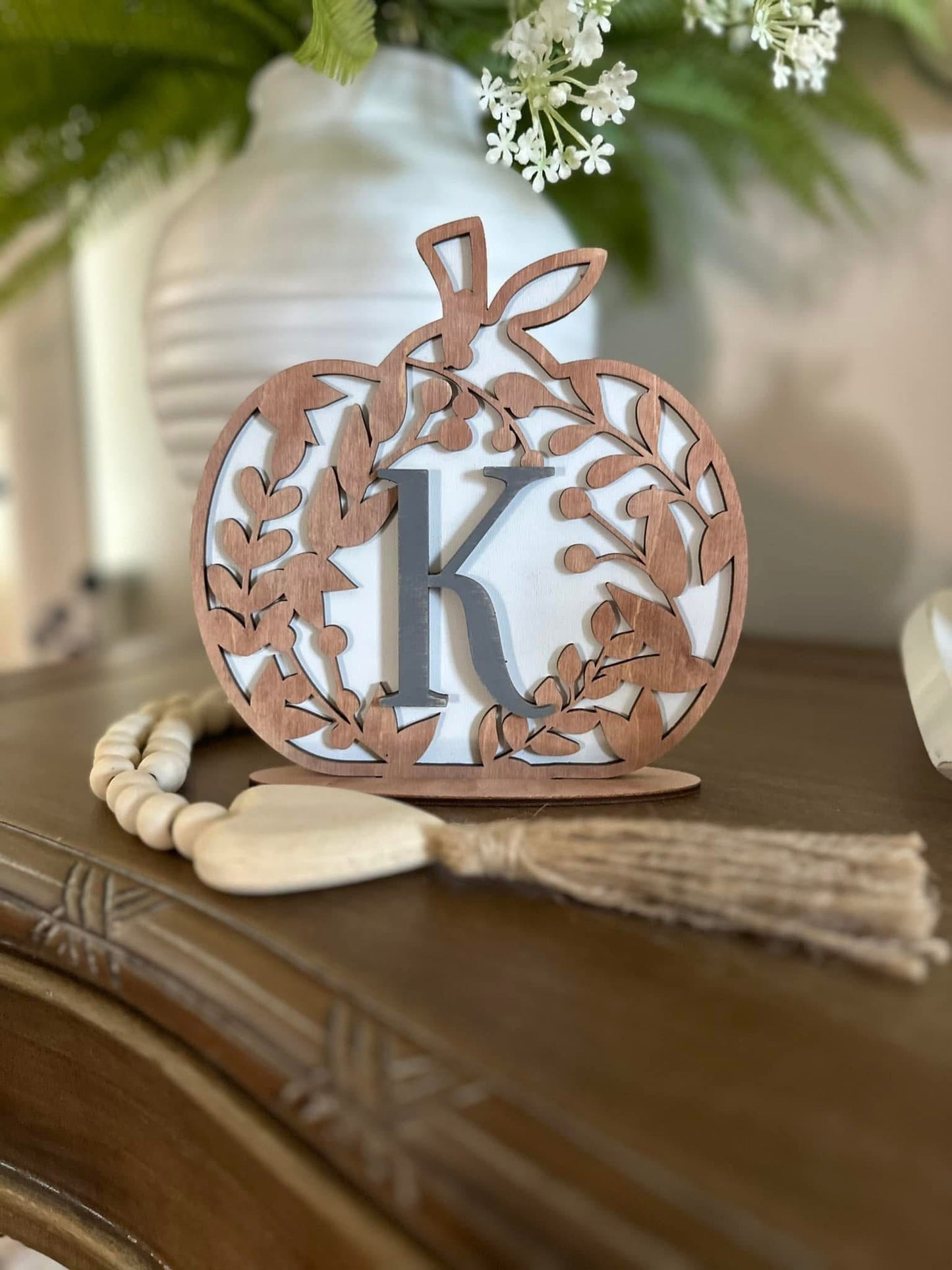 Fall Pumpkin Home Decor with Inital