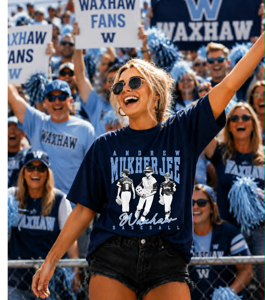 WAXHAW BASEBALL CUSTOM T-SHIRT-   NAVY / BLACK/WHITE PRINT   TAT 10 BUSINESS DAYS