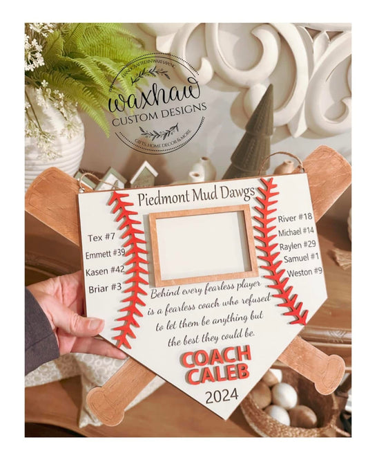 Baseball Coach Plaque with Picture frame