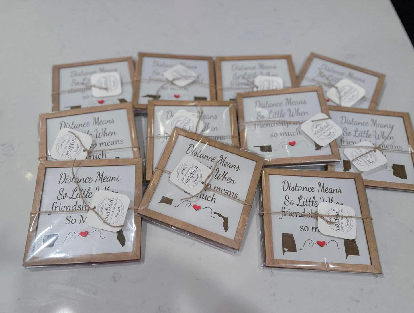 Distance Means so little....with heart gift tag