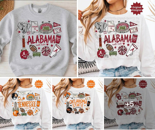 PREPPY COLLAGE TEAMS- TEES/SWEATSHIRTS